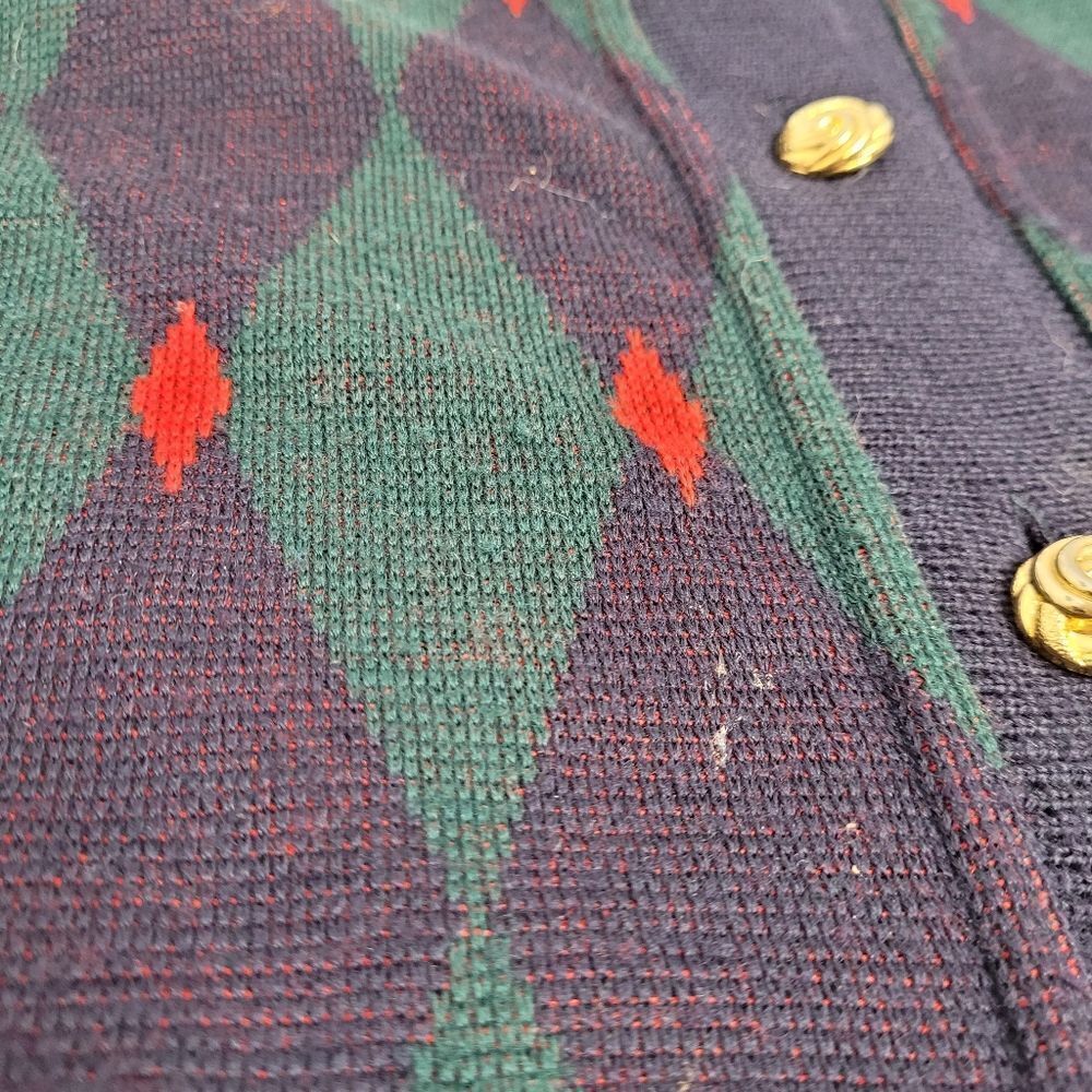 VINTAGE 80s cardigan embroidered dogs equestrian wool button up sweater M - Picture 8 of 10